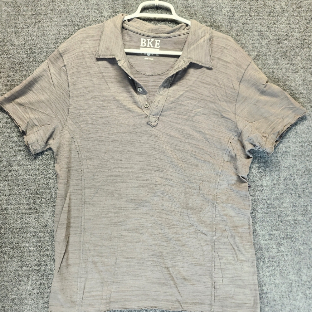 BKE Buckle Athletic Fit Polo Mens Large Raw Edges Heathered Gray Distressed